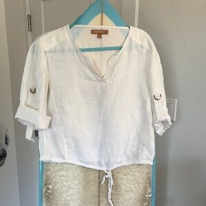 Ellen Tracy White Tie Front Blouse